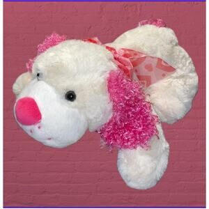 Homerbest Plush Dog Puppy Stuffed Animal Pink Heart Ribbon 15" Nursery Shower